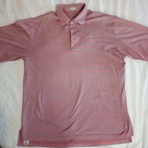 Peter Millar Crown pink blue striped polo L